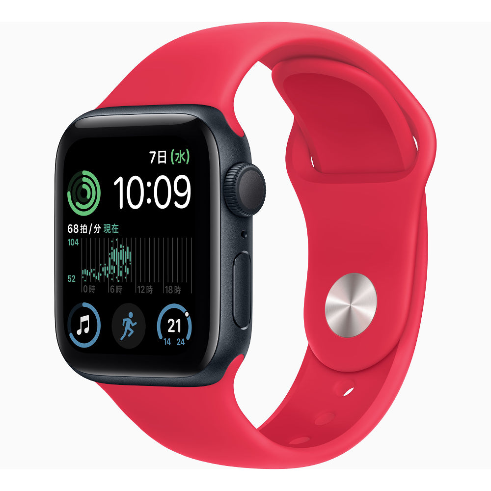 【Nランク】Apple Watch SE 第2世代 GPSモデル 40mm MNL83J/A+MP6Y3FE/A  ミッドナイトアルミニウムケース/(PRODUCT)REDスポーツバンド