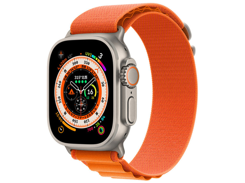 【Nランク】Apple Watch Ultra GPS+Cellularモデル 49mm MNHH3J/A チタニウムケース/オレンジアルパインループ (S) A2684