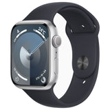 【Nランク】Apple Watch Series 9 GPSモデル 45mm MR9R3J/A+MT3D3FE/A シルバーアルミニウムケース/ミッドナイトスポーツバンド S/M A2980 4549995400816