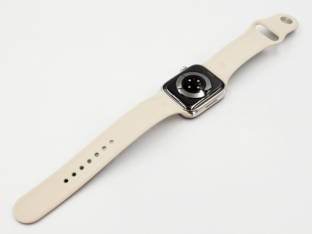 【Bランク】Apple Watch Series 7 GPS+Cellularモデル 45mm MKJV3J/A  シルバーステンレススチールケース/スターライトスポーツバンド #6280